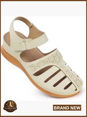 Closed Toe Wedge Sandals - Fisherman Comfortable Hollow Out Slip On